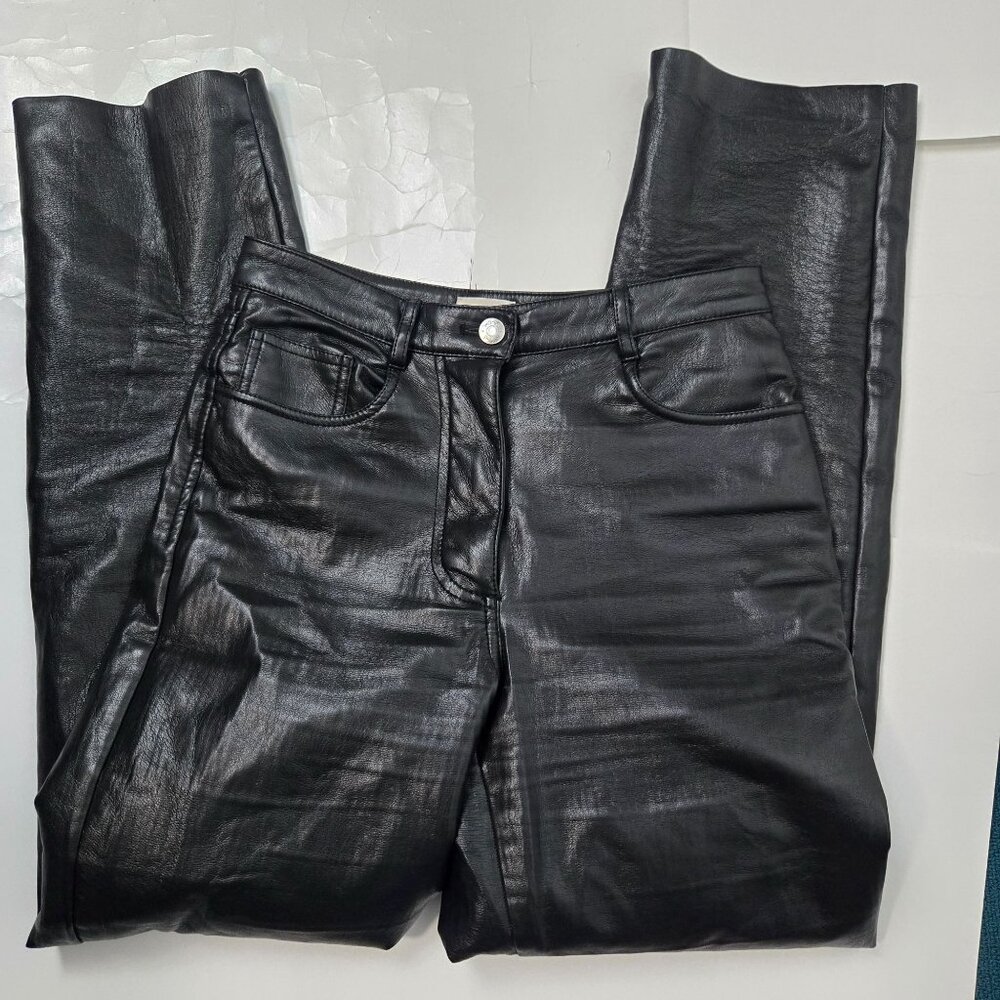 Aritzia Wilfred Free The Melina Leg Straight Vegan Leather Pants Black - Picture 6 of 10